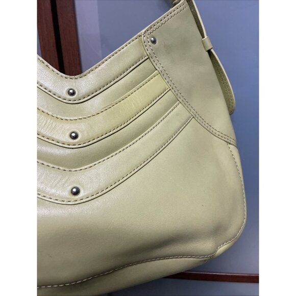 COLE HAAN Trinity Y2K Avocado Green Leather Shoulder Handbag Purse Vintage 90s - Picture 13 of 15